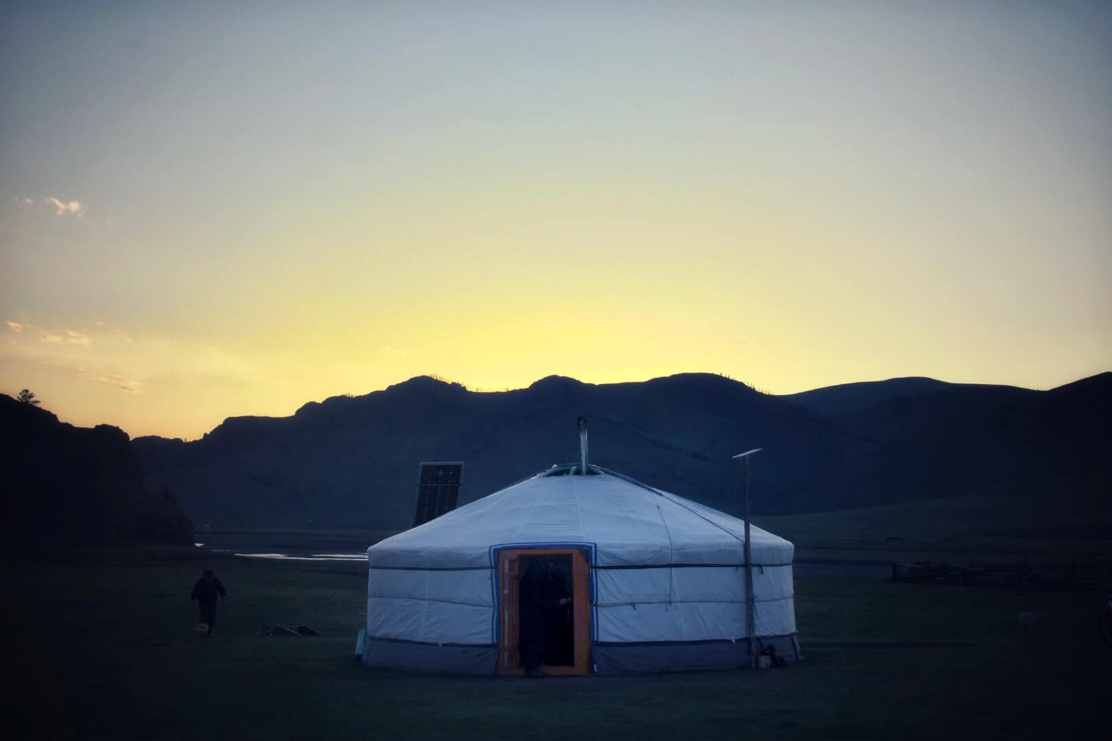 Wide ger camp sunset