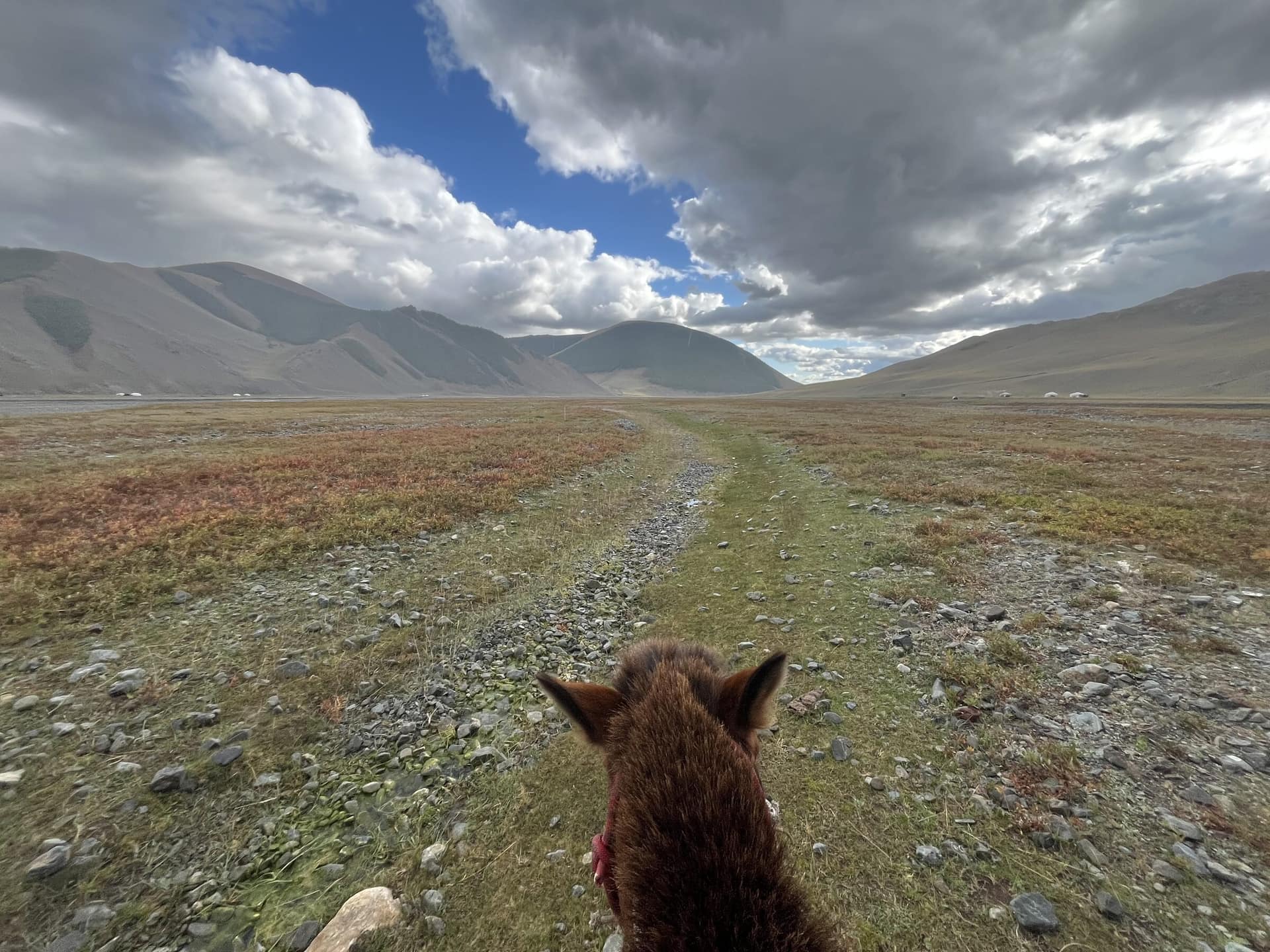 Horseback riding across the Mongolian steppe