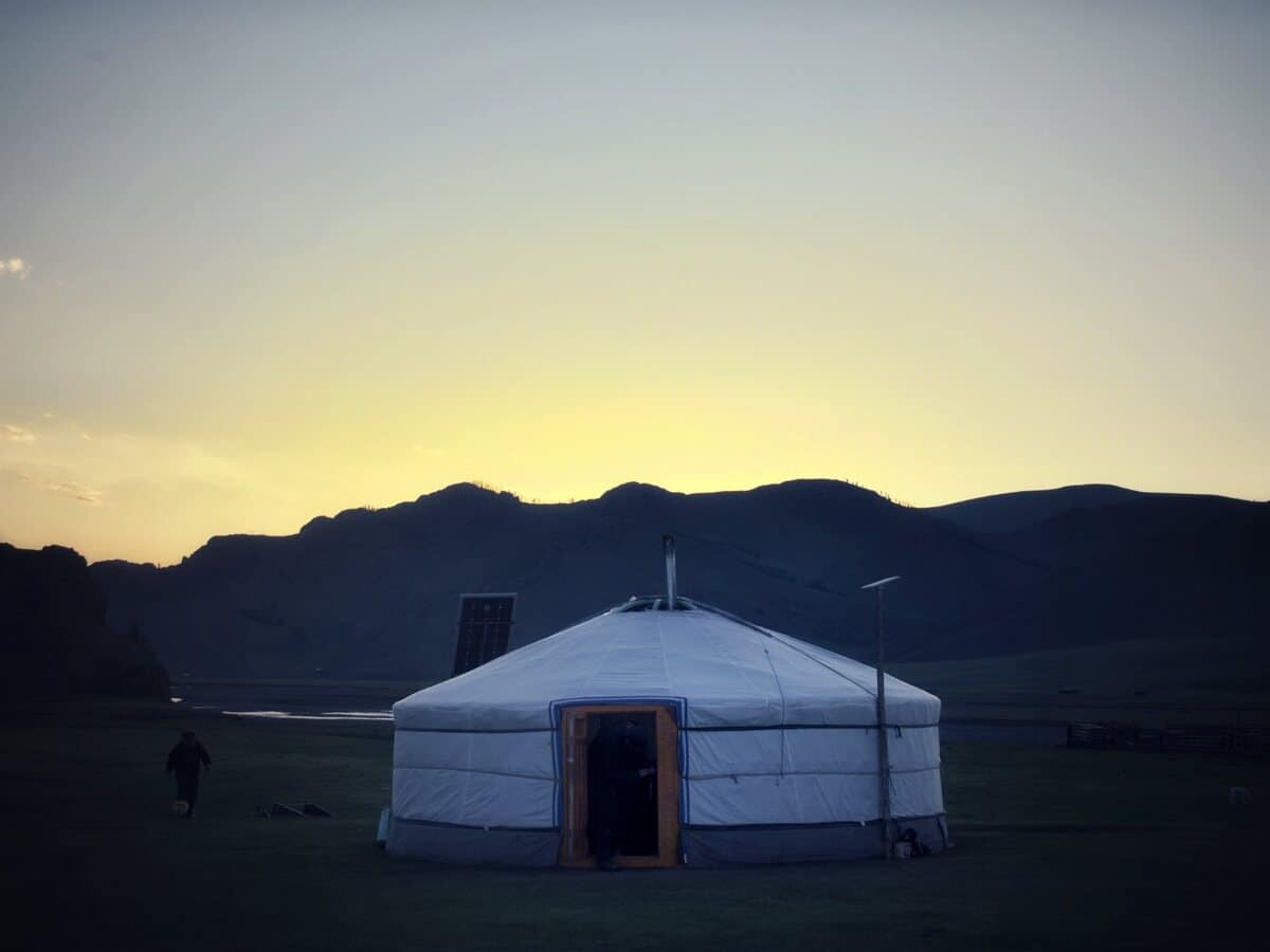 Ger silhouette at dusk